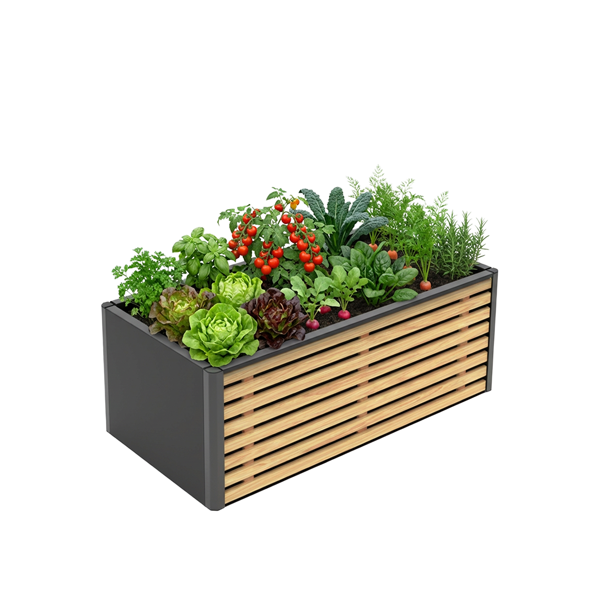 Living S — Design-Hochbeet aus Stahl und Kiefer