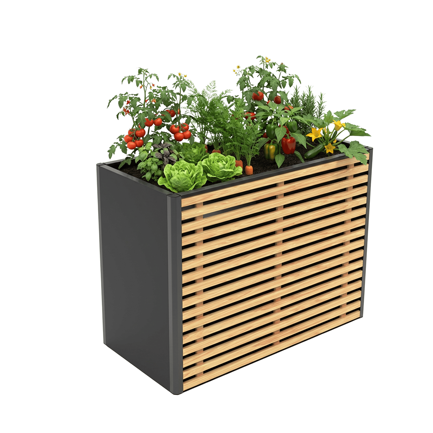 Living L — Design-Hochbeet aus Stahl und Kiefer