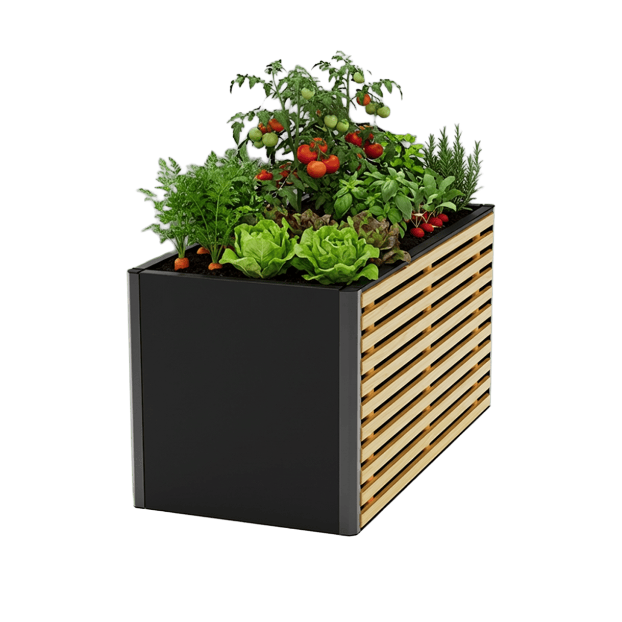 Living M — Design-Hochbeet aus Stahl und Kiefer