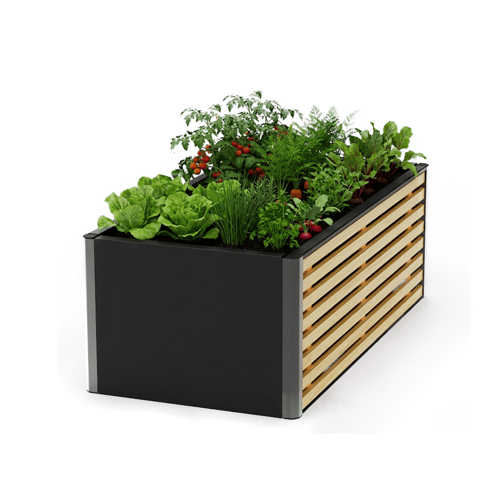 Living S — Design-Hochbeet aus Stahl und Kiefer
