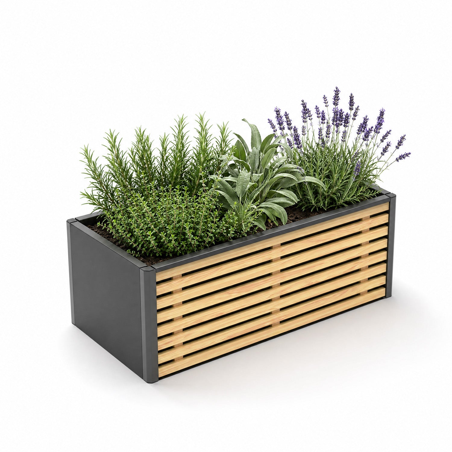 Living S — Design-Hochbeet aus Stahl und Kiefer