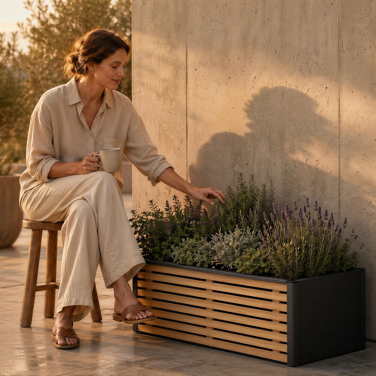 Living S — Design-Hochbeet aus Stahl und Kiefer